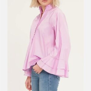 NEW HARSHMAN Plus Sz 3X Nagisa‎ Popover Blouse Top Pink Orchid Bell Sleeves